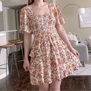 Chelsea & Violet Floral Print Smocked Tiered Dress